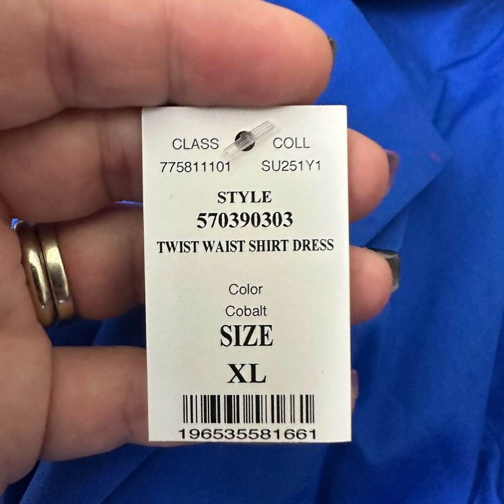 NWT White House Black Market Twist Waist Shirt Dress Cobalt XL #WHBM20 - Picture 6 of 8
